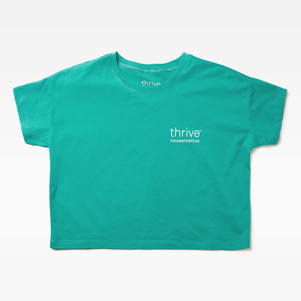 Thrive Causemetics Unisex Cotton Logo Crop Tee - Turquoise